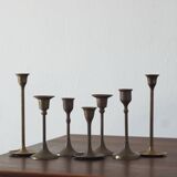 Vintage Brass Candlesticks, 1960s, Set of 7