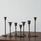 Bougeoirs vintage en laiton, années 1960, lot de 7