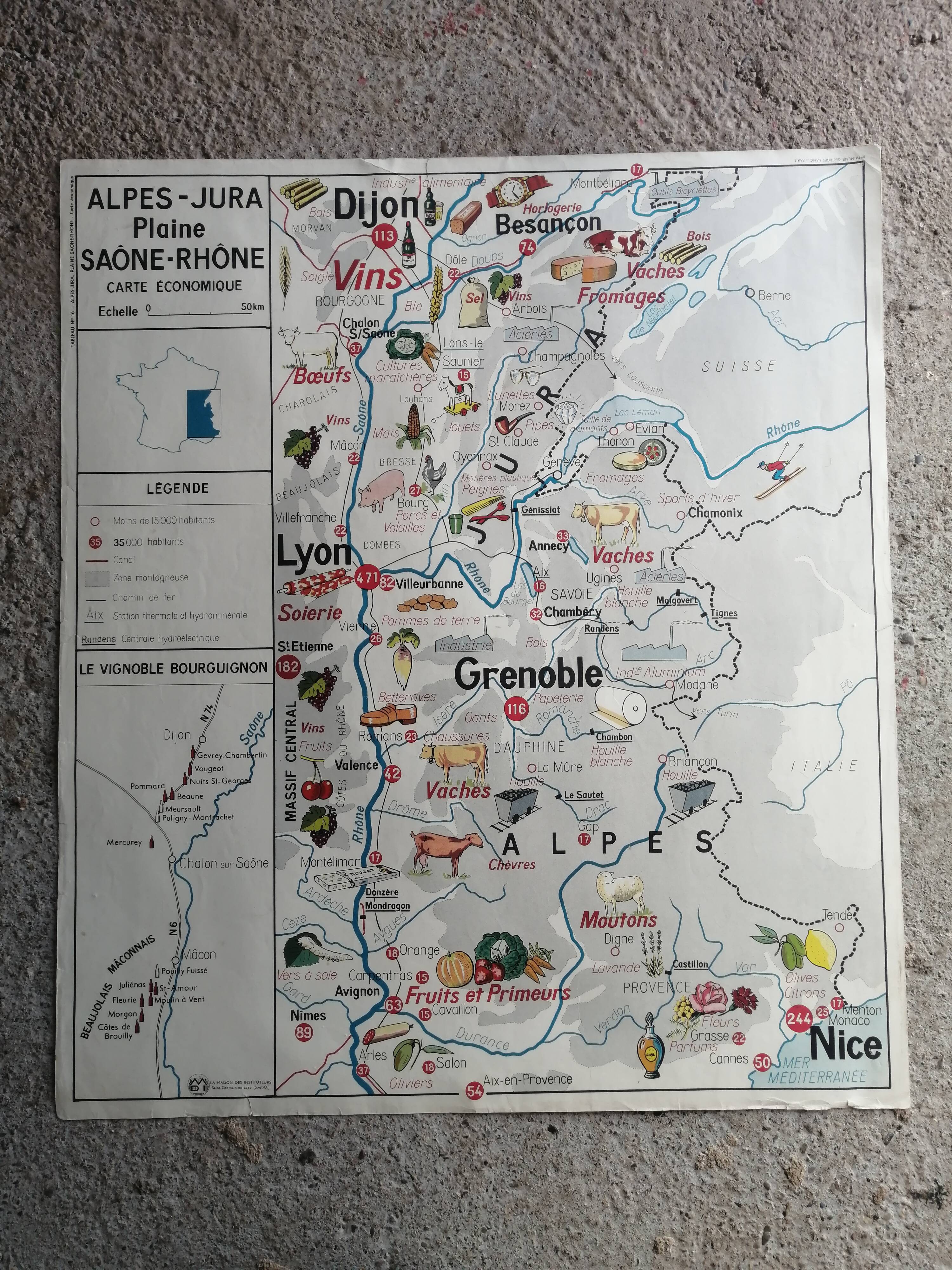 MDI Economic Map Poster - Pyrenees, Aquitaine Basin, Alps and Jura