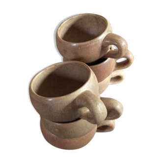 Series of 6 sandstone cups