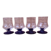 4 vintage aperitif glasses with blue stems, France 1940.