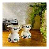 Set of 2 earthenware diabolo egg cups
