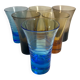 Set of 6 colored and engraved design shot glasses 60s-70s