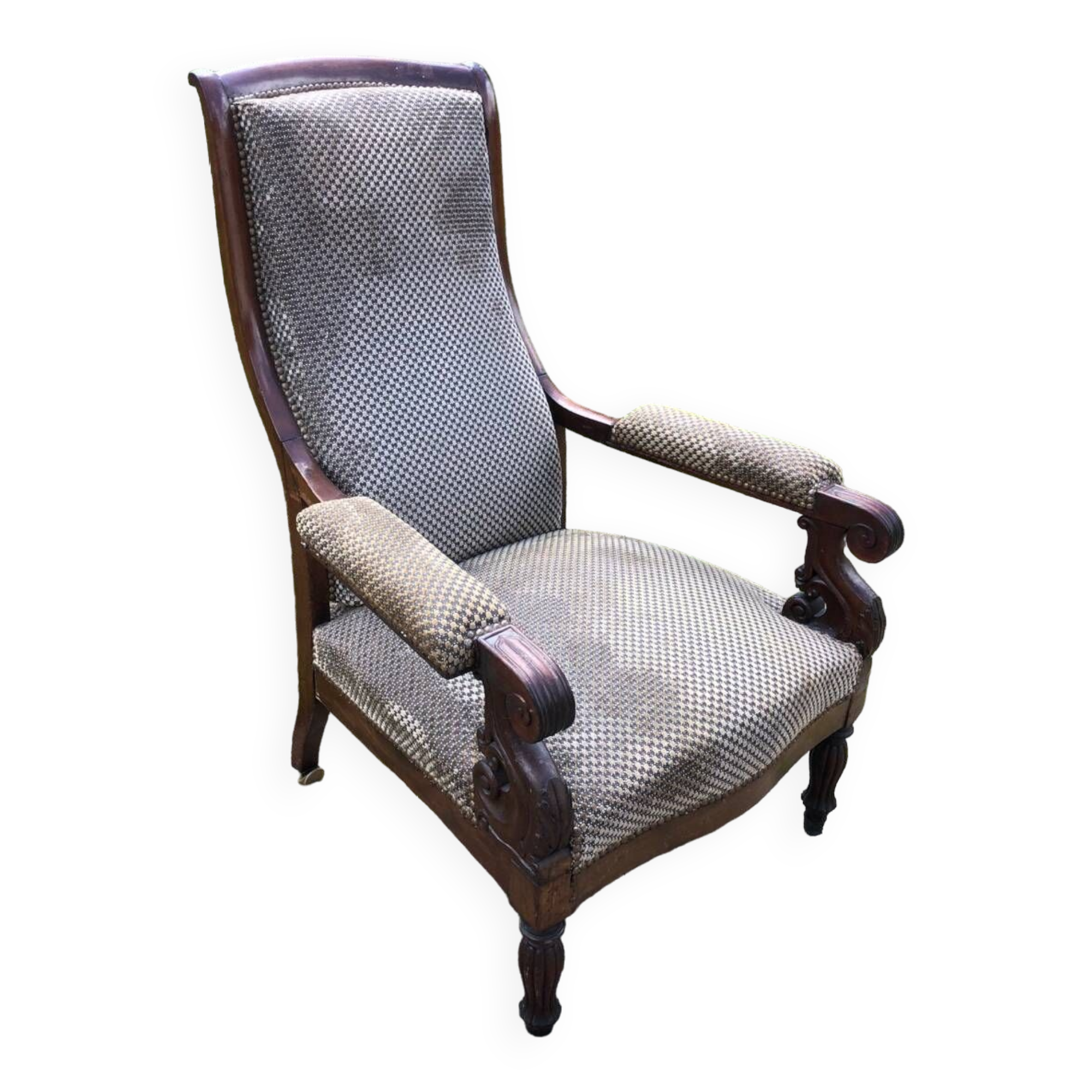 Voltaire wooden armchair in mahogany wood