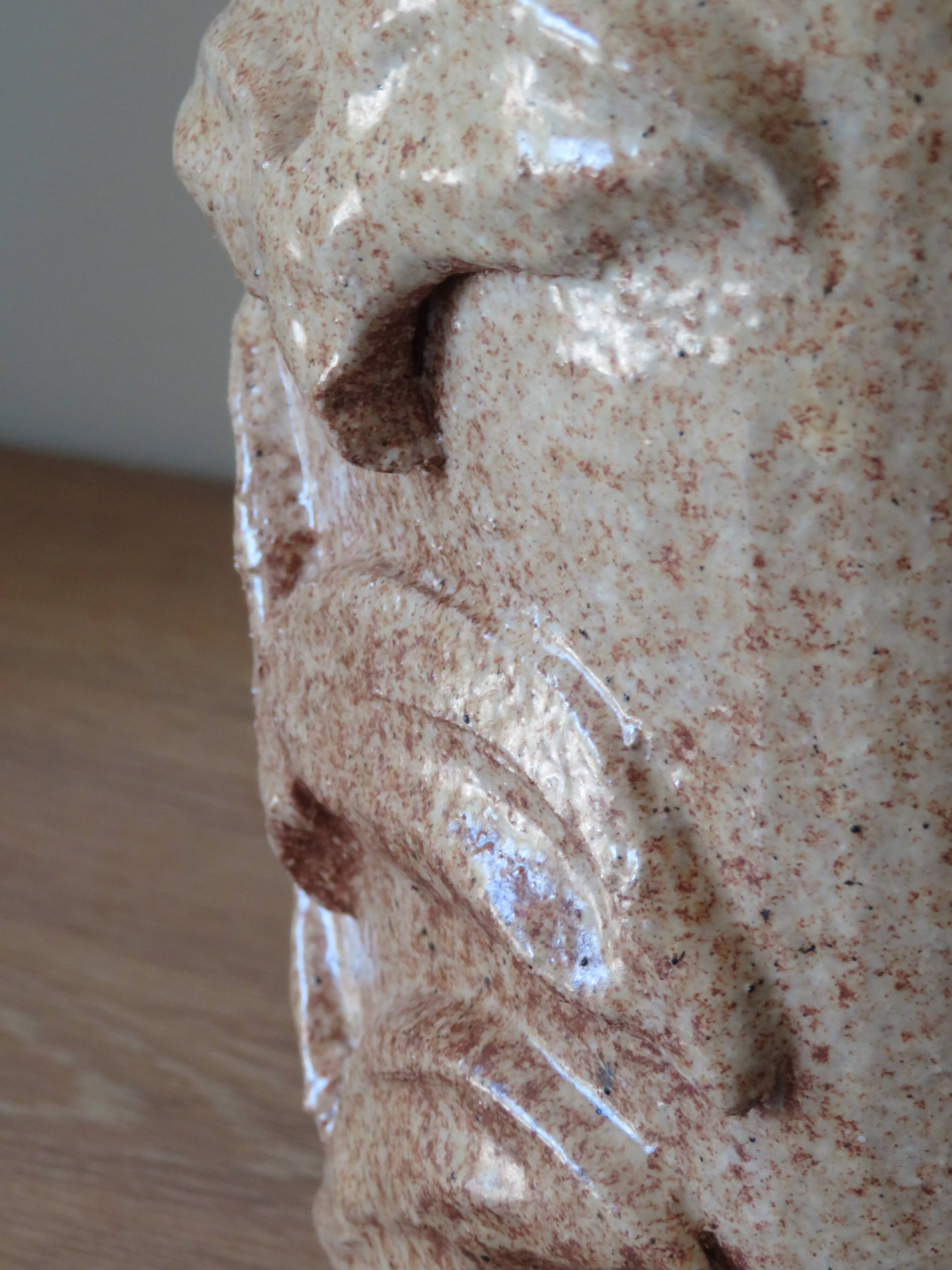 Large vintage glazed terracotta lamp base