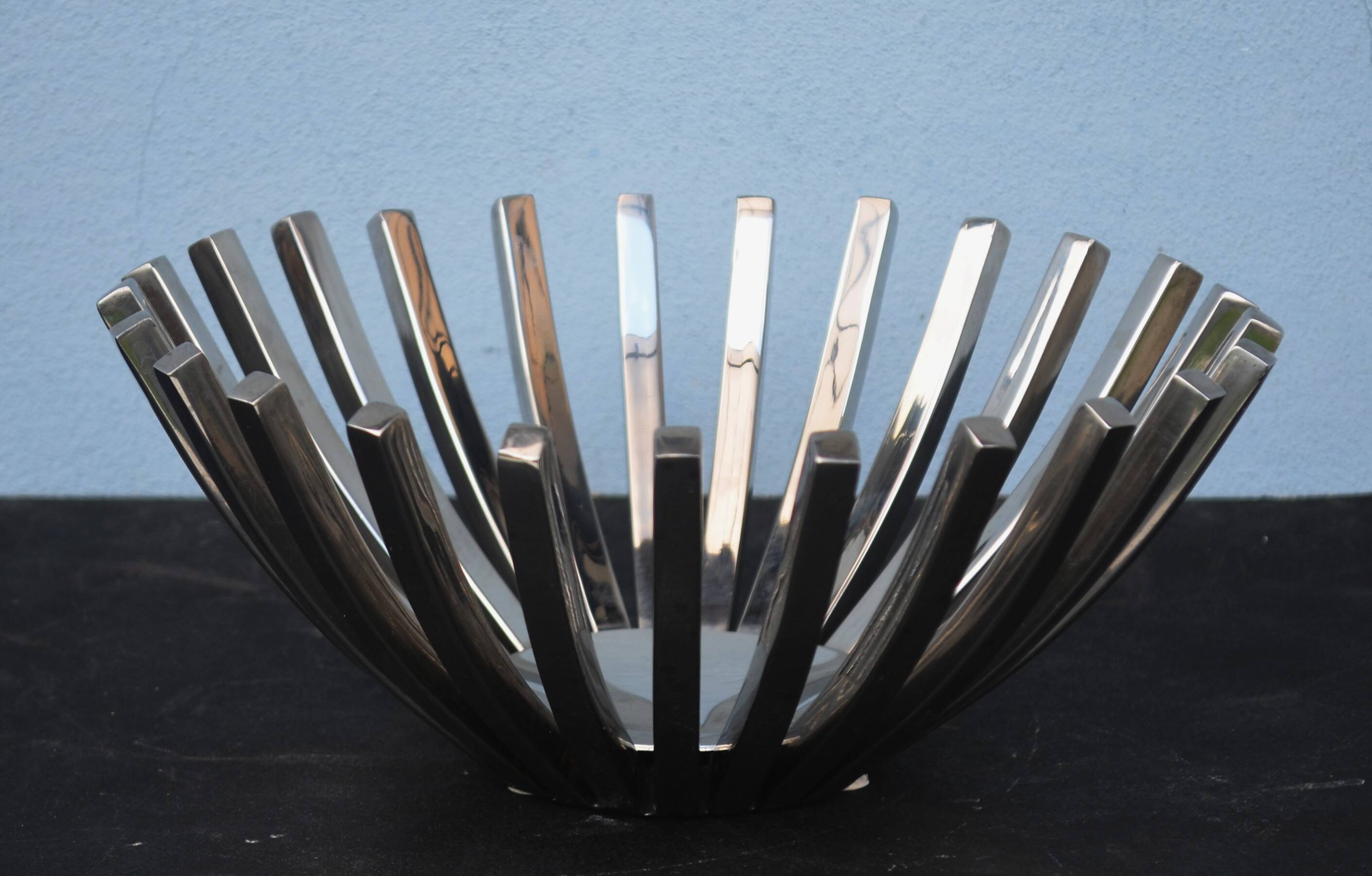 Mid Century Modernist Chrome Basket Centerpiece Bowl