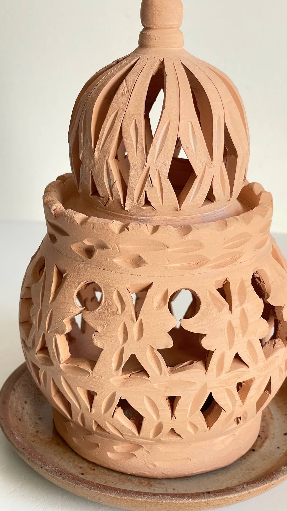 Handmade terracotta tealight candle holder