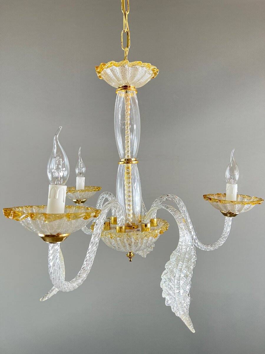 Murano glass chandelier with three lights, 20th century