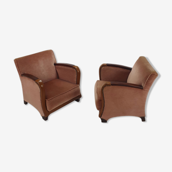 Set of 2 French Art Deco Armchairs, 1920s