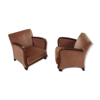 Set of 2 French Art Deco Armchairs, 1920s