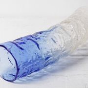 Vintage Blue and Clear Glass Art Vase / Hand-blown Home Decor  Italy / 1980