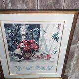 Old Color Lithograph Still Life Numbered & Signed + Golden Frame #A688