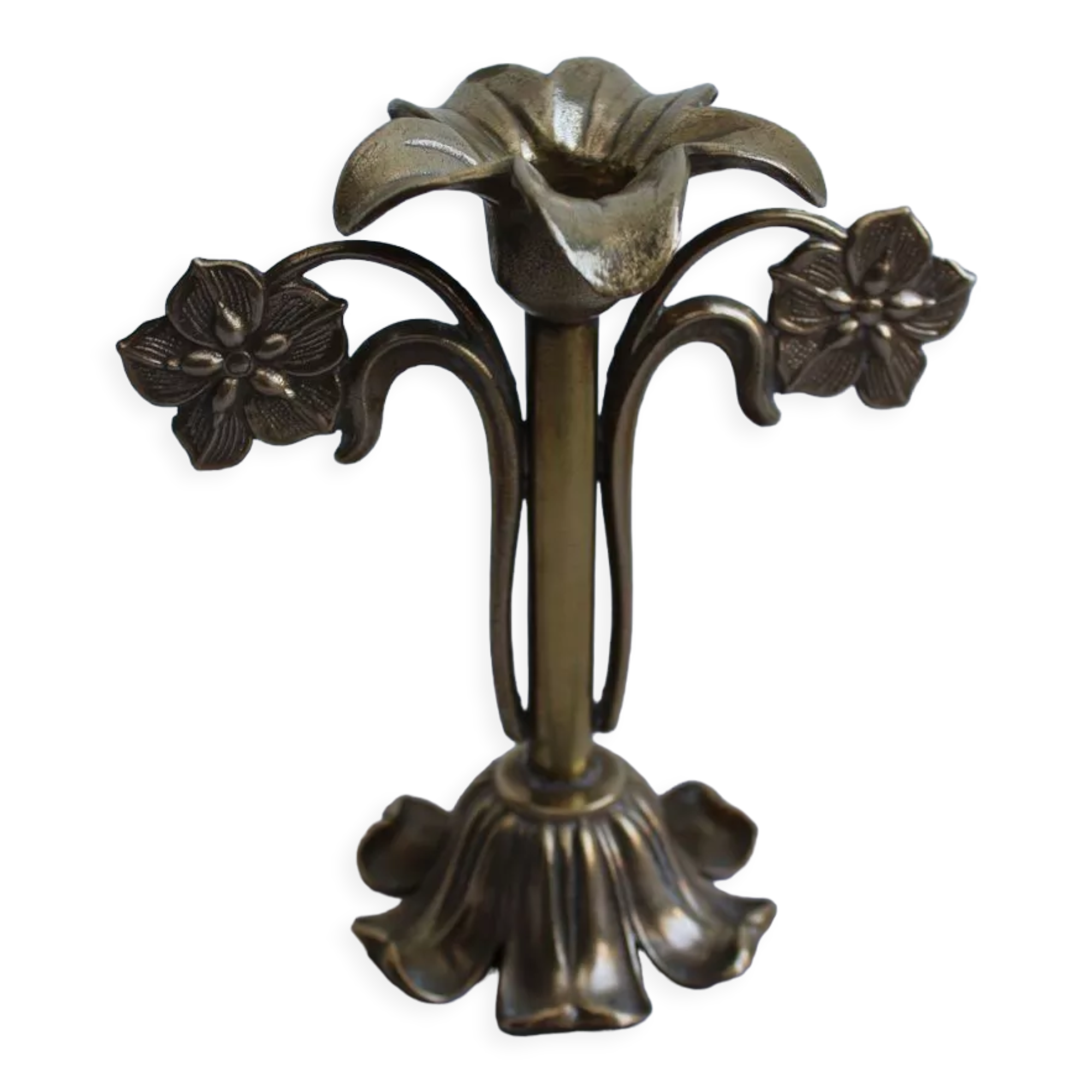 Golden metal stand candle holder
