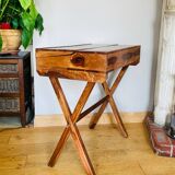 Desk, writing desk in solid rosewood and studded leather, 20th century.