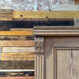 Small antique wardrobe in solid pitch pine.