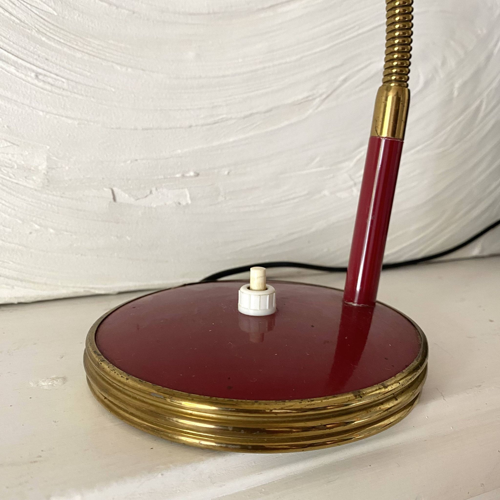 Articulated desk lamp, 1960s, burgundy and gold