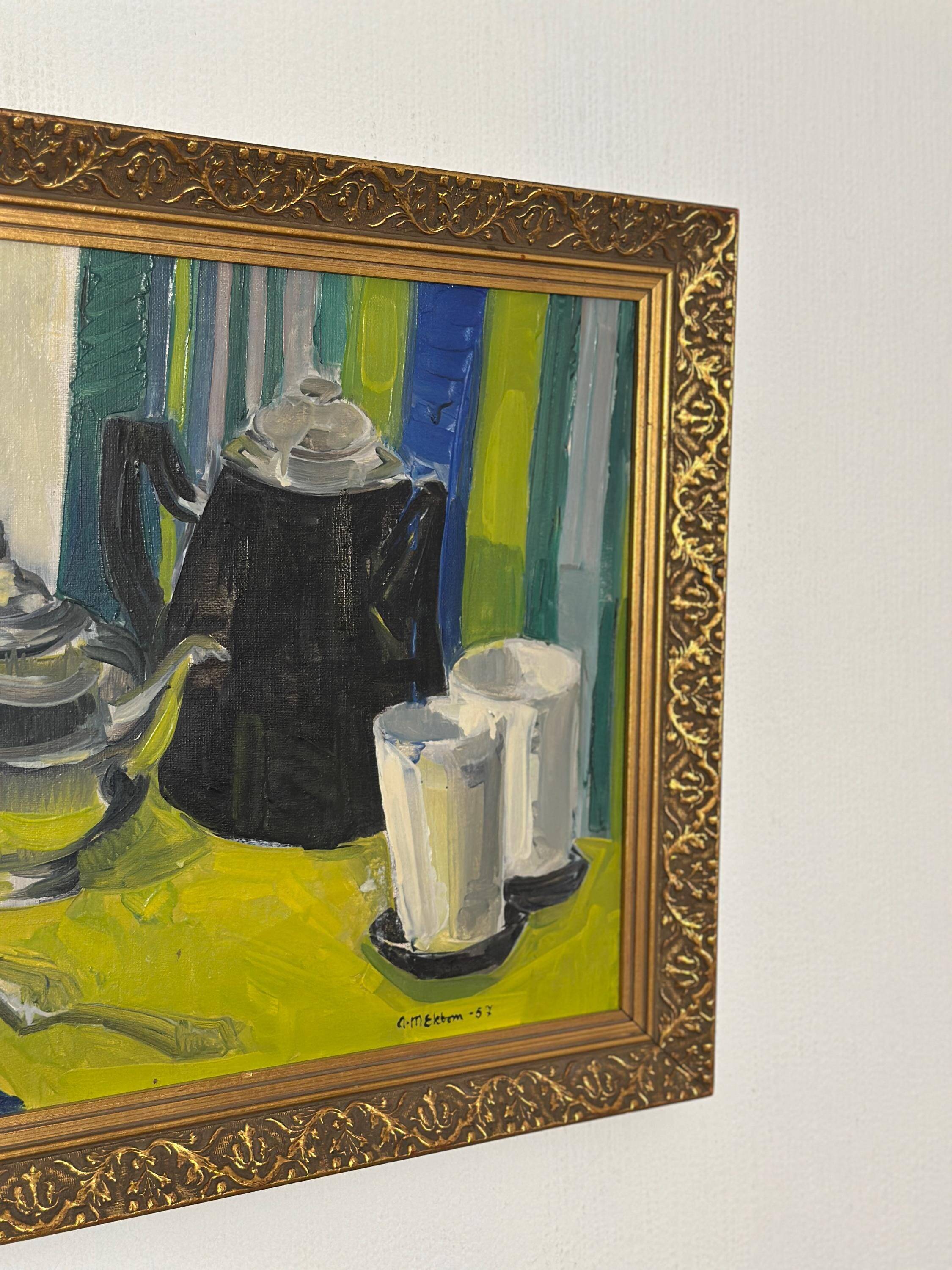 Original Mid‑Century Swedish Oil on Canvas – “Västerås / Gamleby” by Ann‑Ma