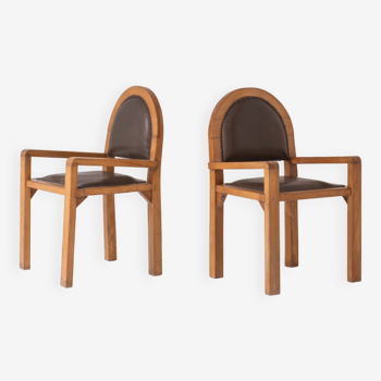 Elegant pair Art Deco side chairs from Belgium, designed and produced in the 1930s.