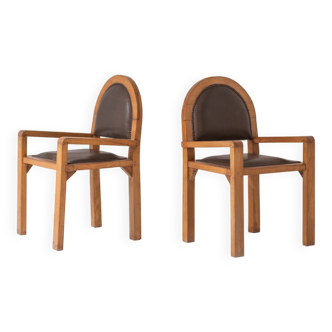 Elegant pair Art Deco side chairs from Belgium, designed and produced in the 1930s.