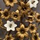 Pair of church candlesticks decorated with brass and opaline flowers nineteenth