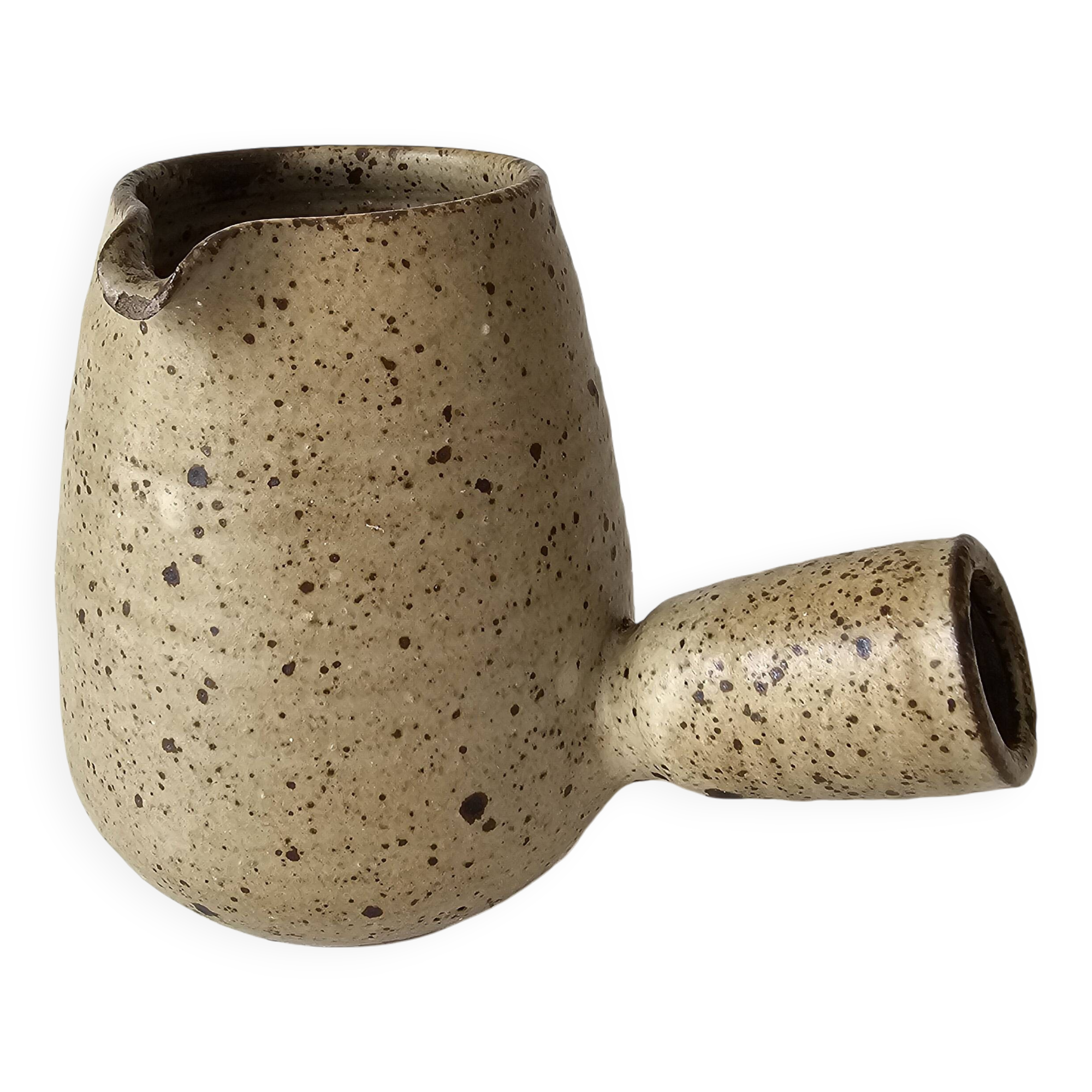 Ceramic stoneware milk jug with spout and signed Corsican pictogram