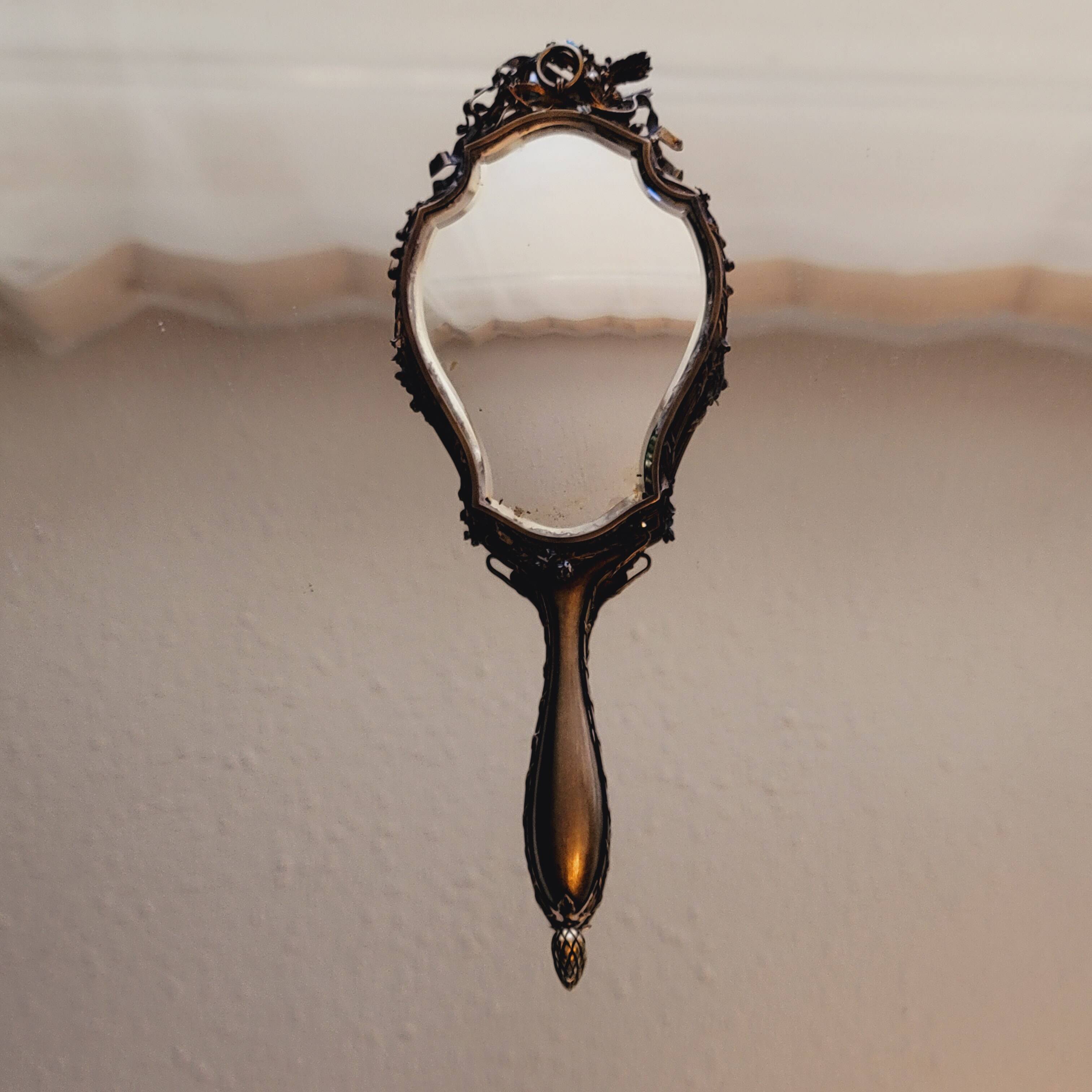 old double-sided hand-held mirror Henri Auguste SOLIÉ 1900