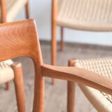 Chaises danoises en teck Mid-Century par Niels O. Møller # 77 & 57 Set de 8