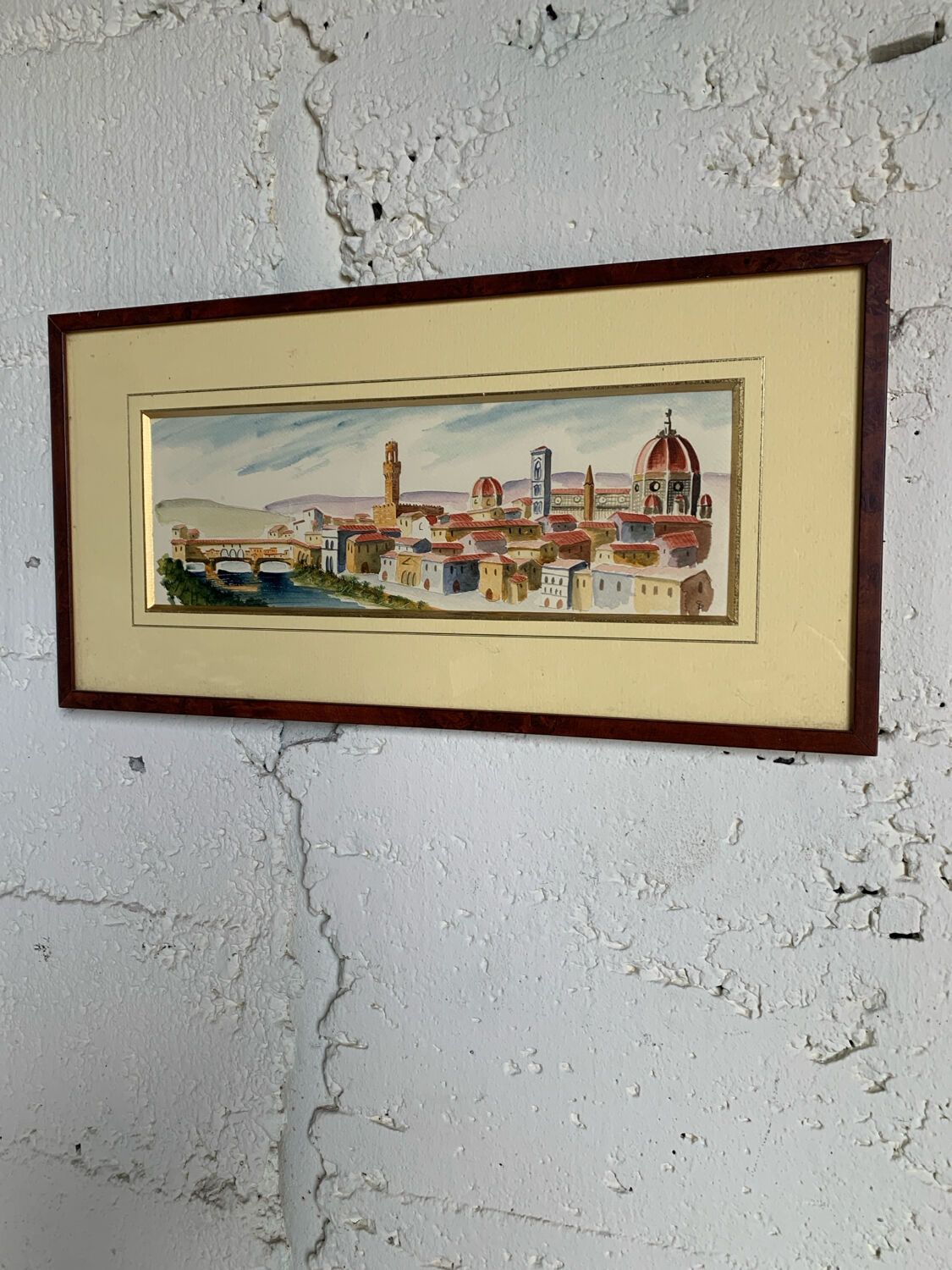 Watercolour panoramic view of Florence - framed