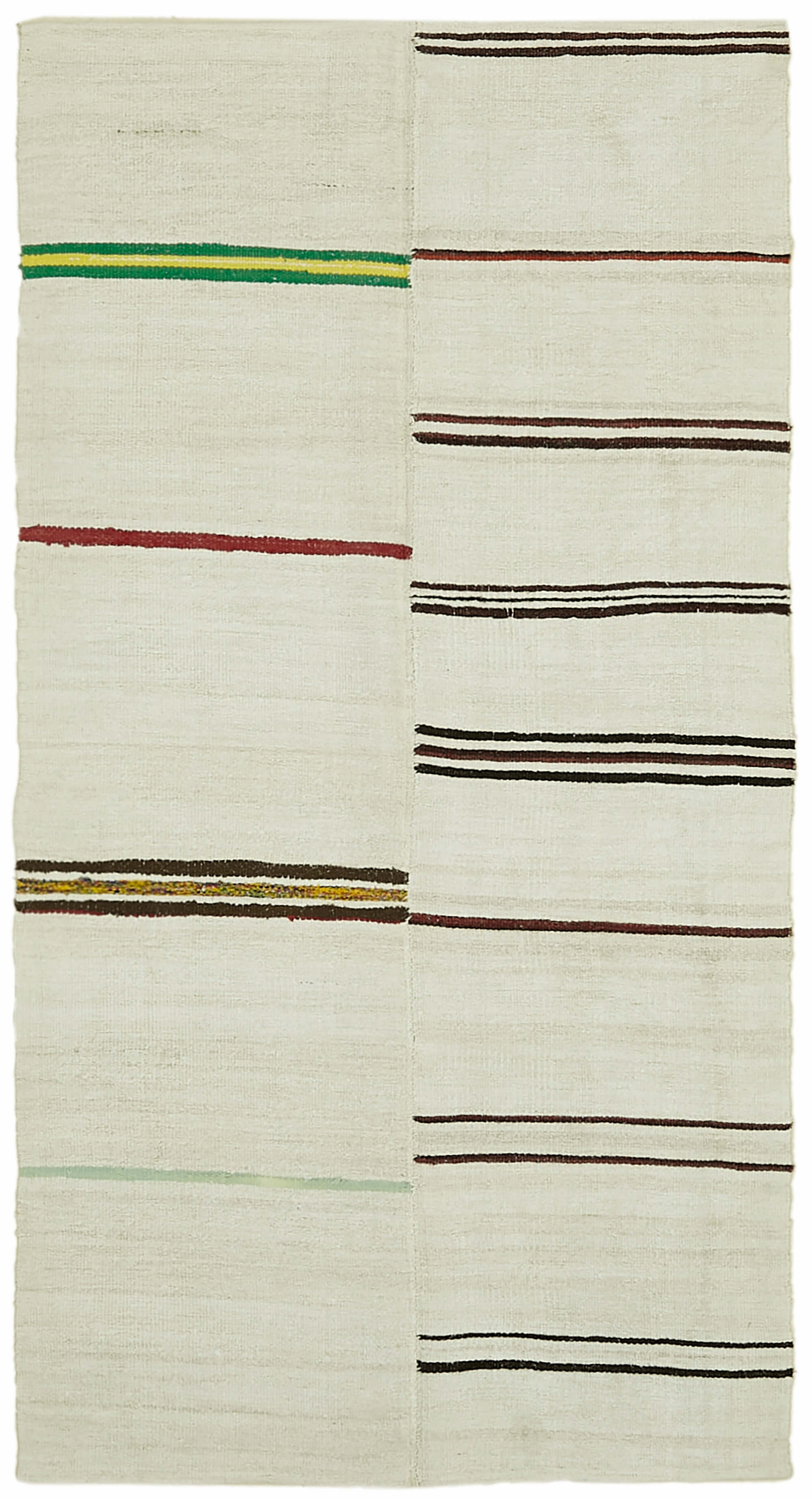 Hand-knotted turkish unique 1970s 138 cm x 260 cm beige hemp kilim carpet