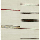 Hand-knotted turkish unique 1970s 138 cm x 260 cm beige hemp kilim carpet