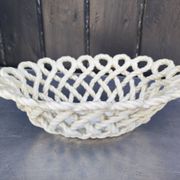Vintage woven ceramic fruit bowl
