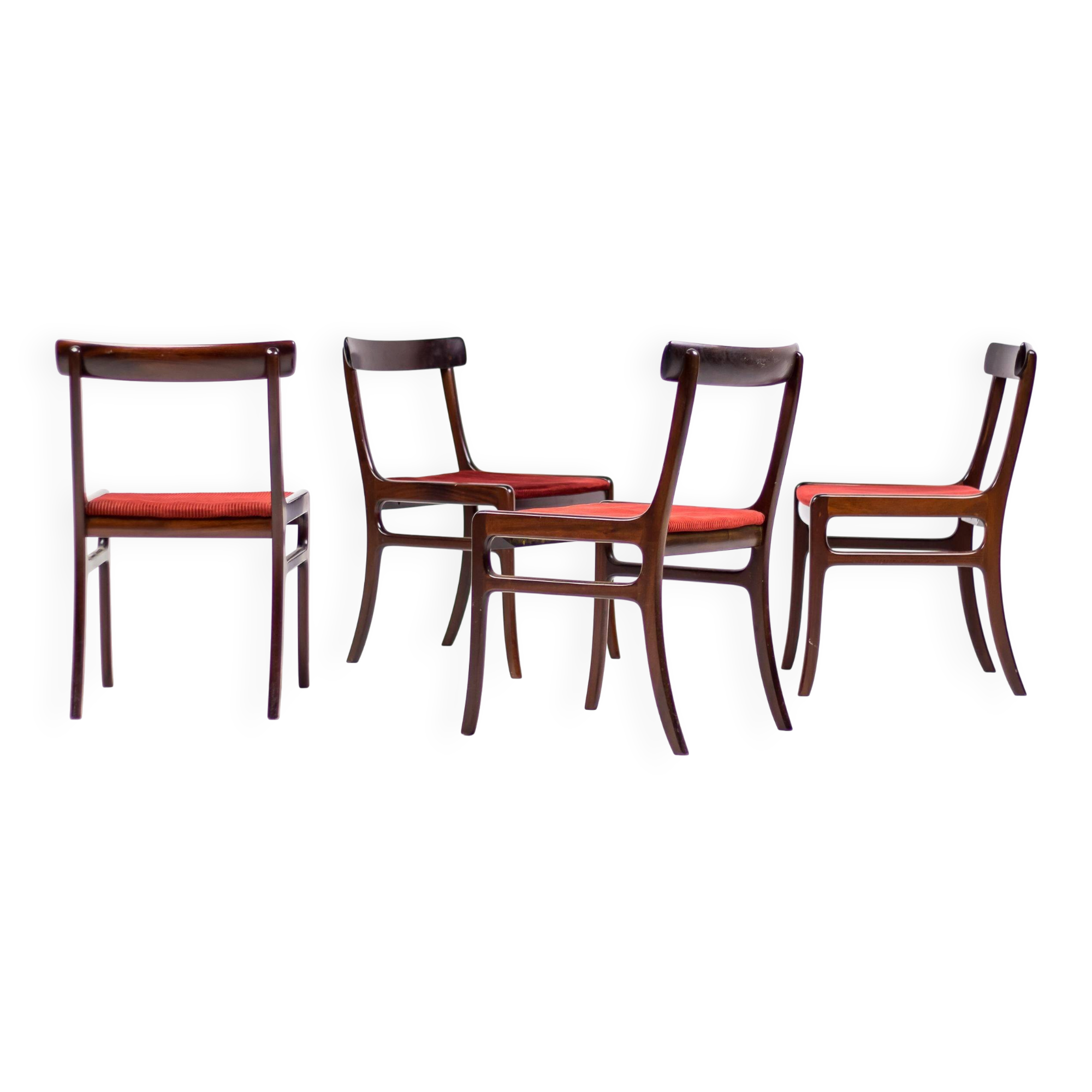 Set of four Ole Wanscher 'Rungstedlund' chairs in mid-century Modernity style.