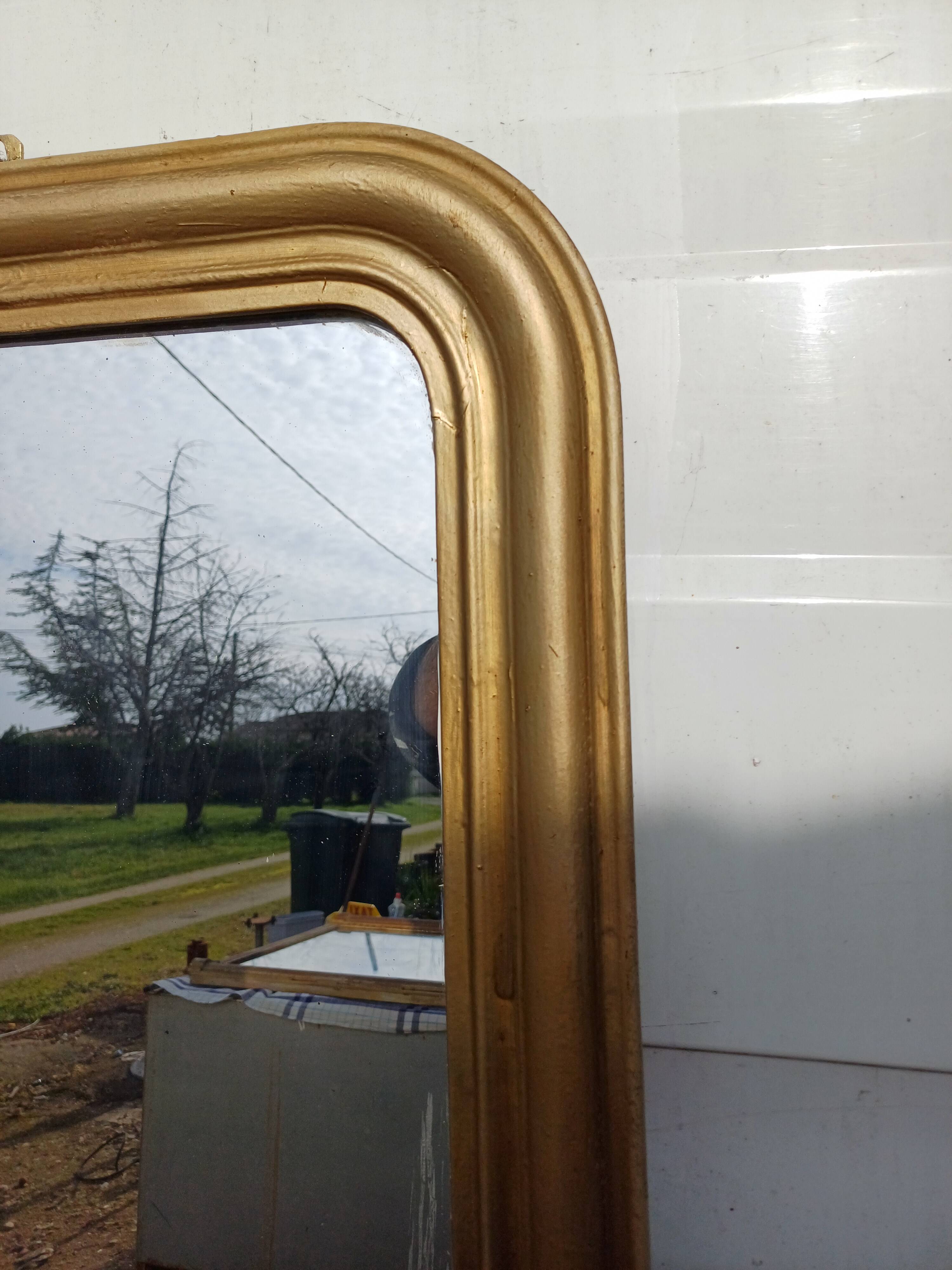 Napoleon III Mirror 19th Century Wood and Gilded Stucco