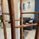 Set of 3 high wooden bar stools, handcrafted, 50.