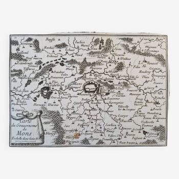17th century copper engraving "Map of the government of Mons" By Pontault de Beaulieu