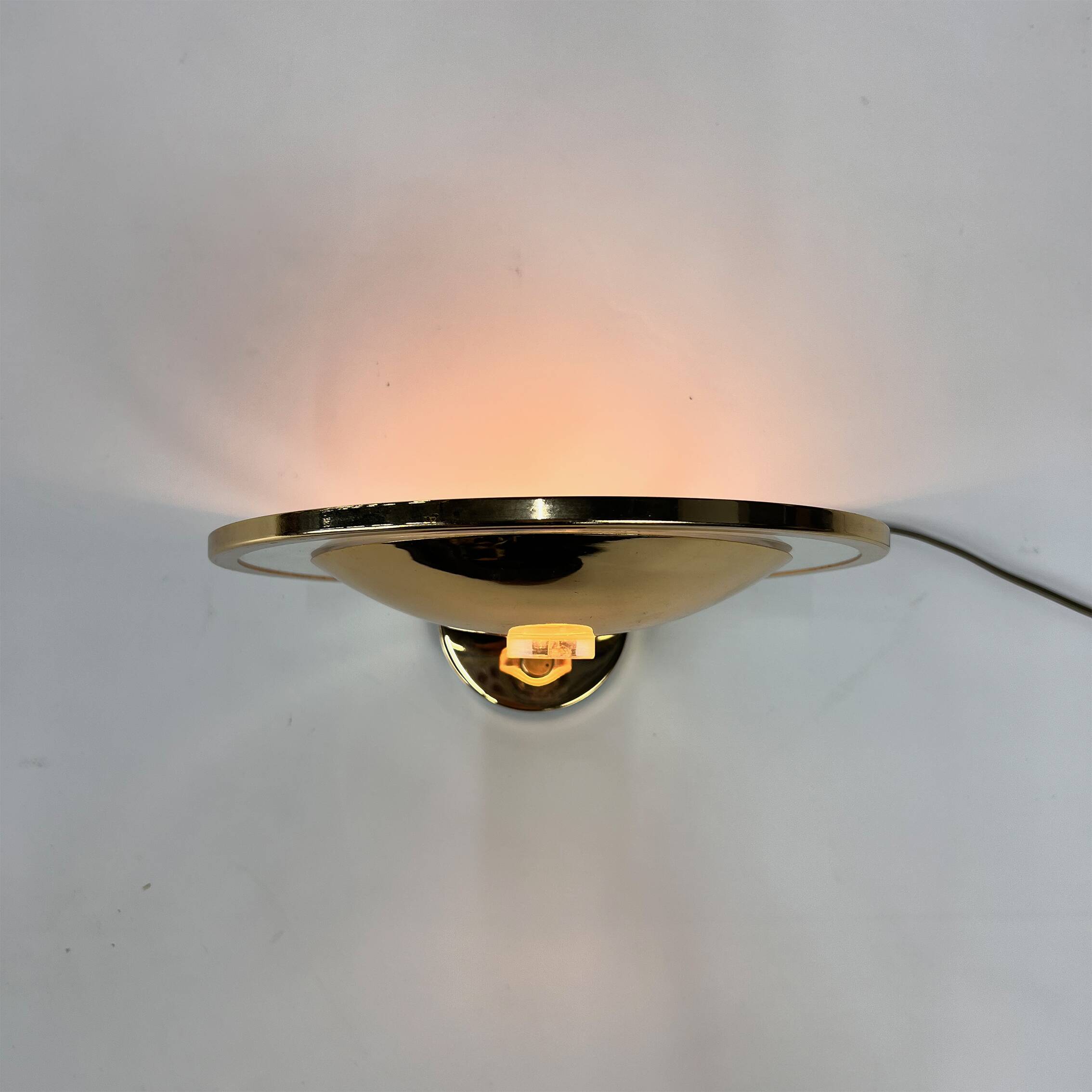 Belgium Brass and Glass Wall Lamp, 1970s