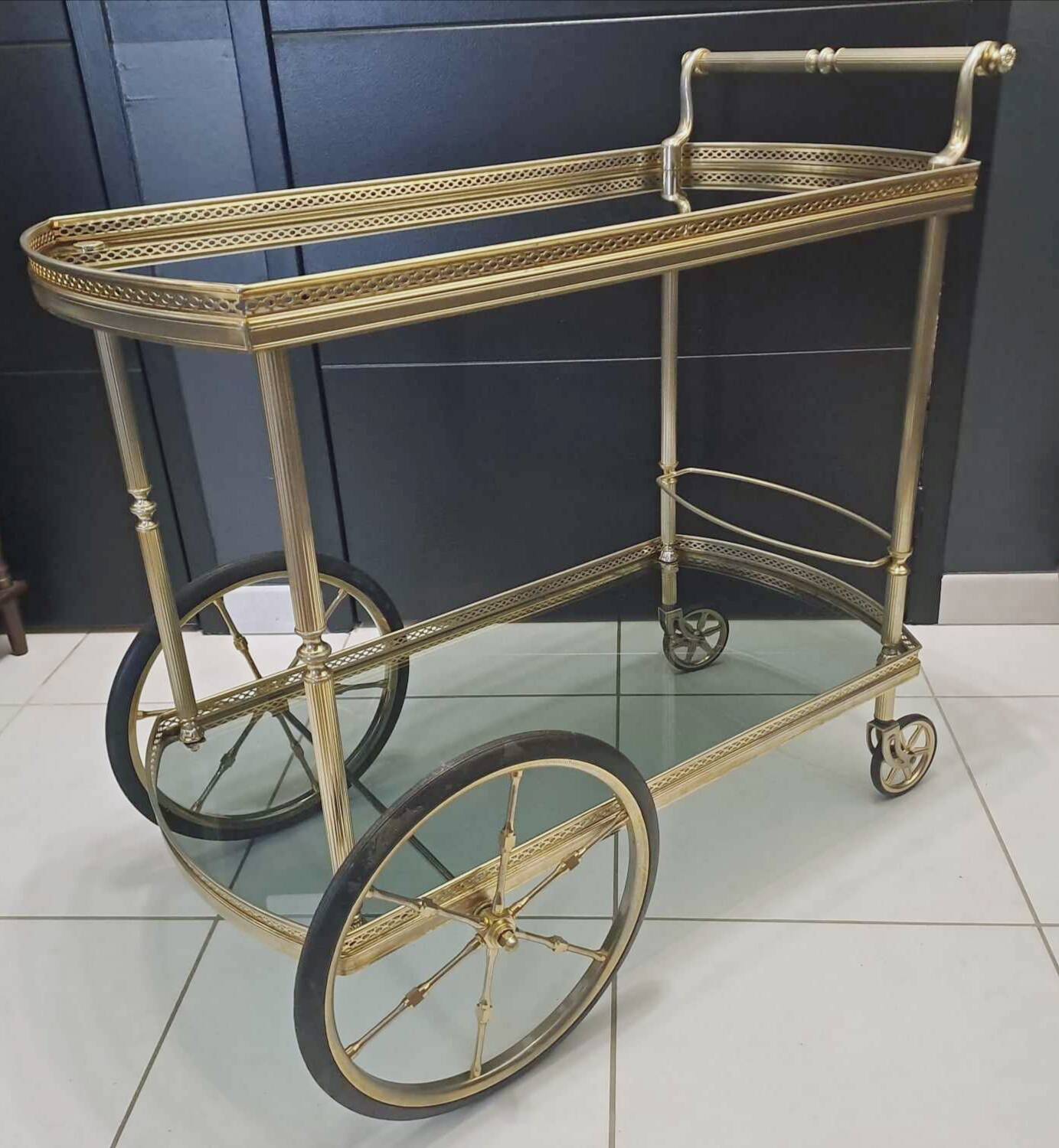 Vintage trolley in gilded and silvered bronze