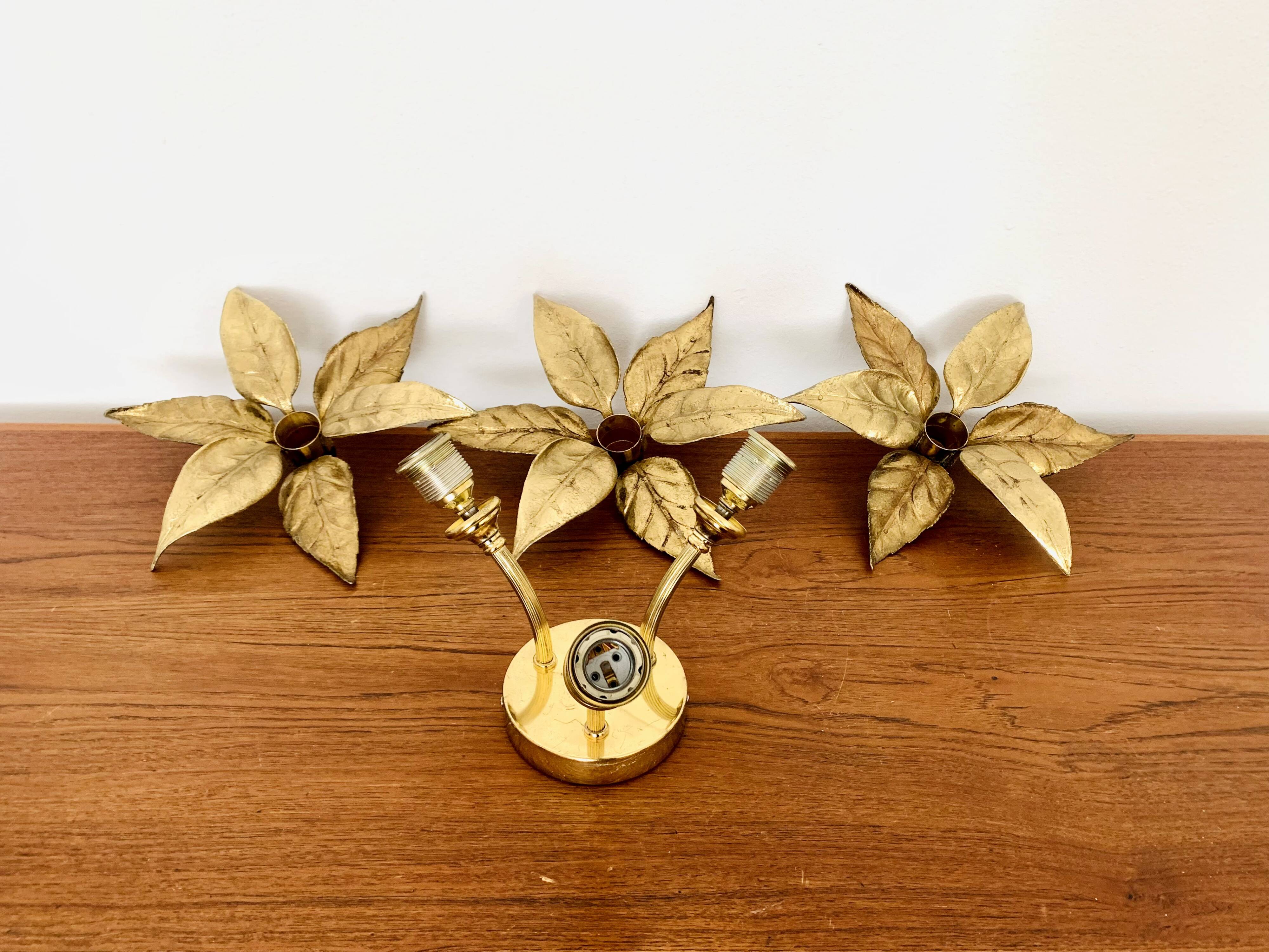 Floral Hollywood Regency Flush Lamp by Willy Daro for Massive