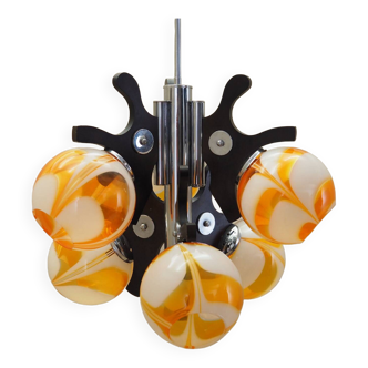 Chandelier, Murano glass, Italian design, 1970s, manufacture: Italy