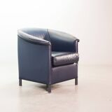 Wittmann Petrol Soft Leather Club Chair Model Aura  Designed by Paolo Piva