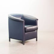 Wittmann Petrol Soft Leather Club Chair Model Aura  Designed by Paolo Piva