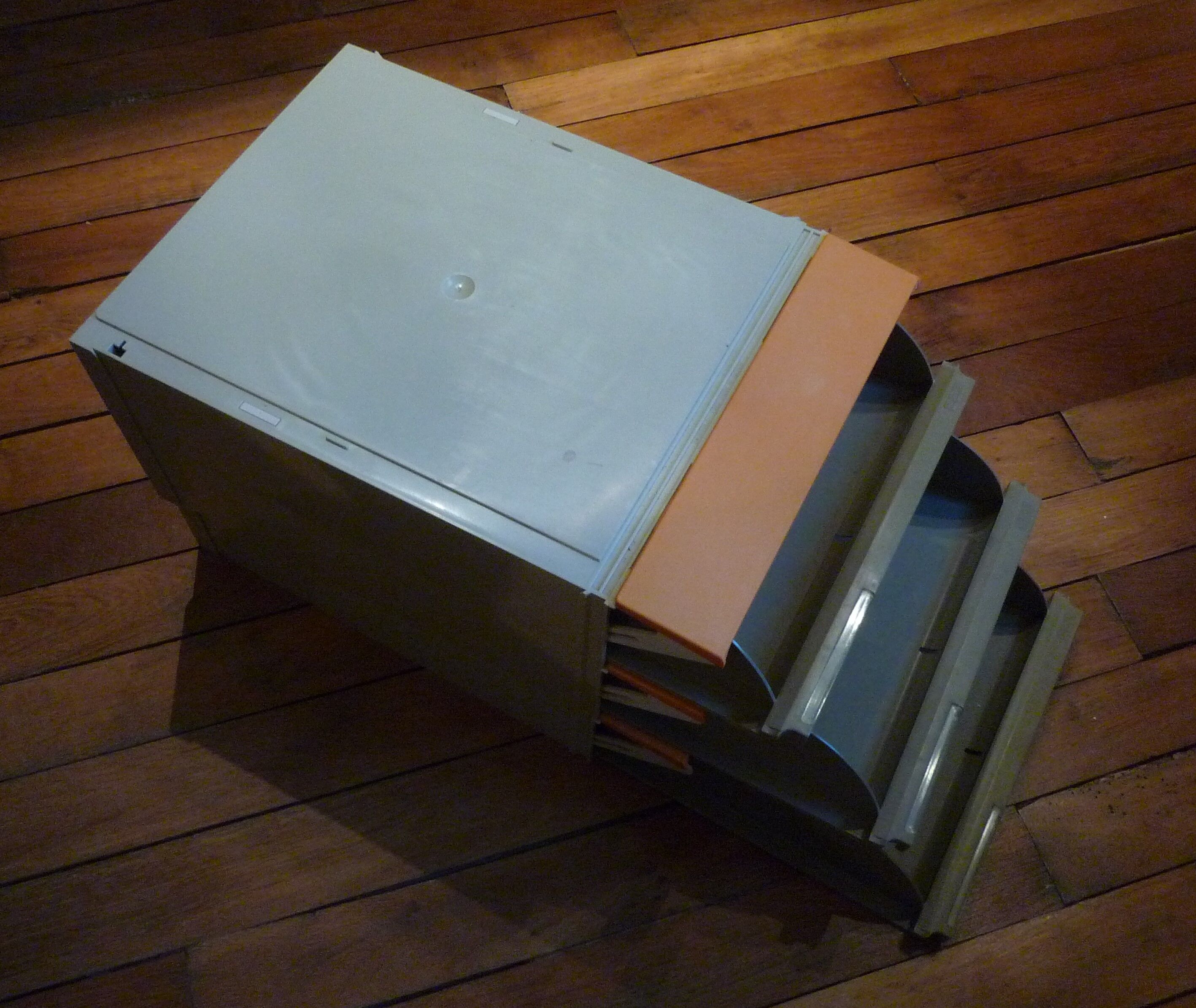 Trieurs, racks à courrier modulaire, 3 tiroirs, orange et gris, vintage 70s