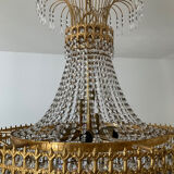 Brass chandelier and crystal tassel waterfall