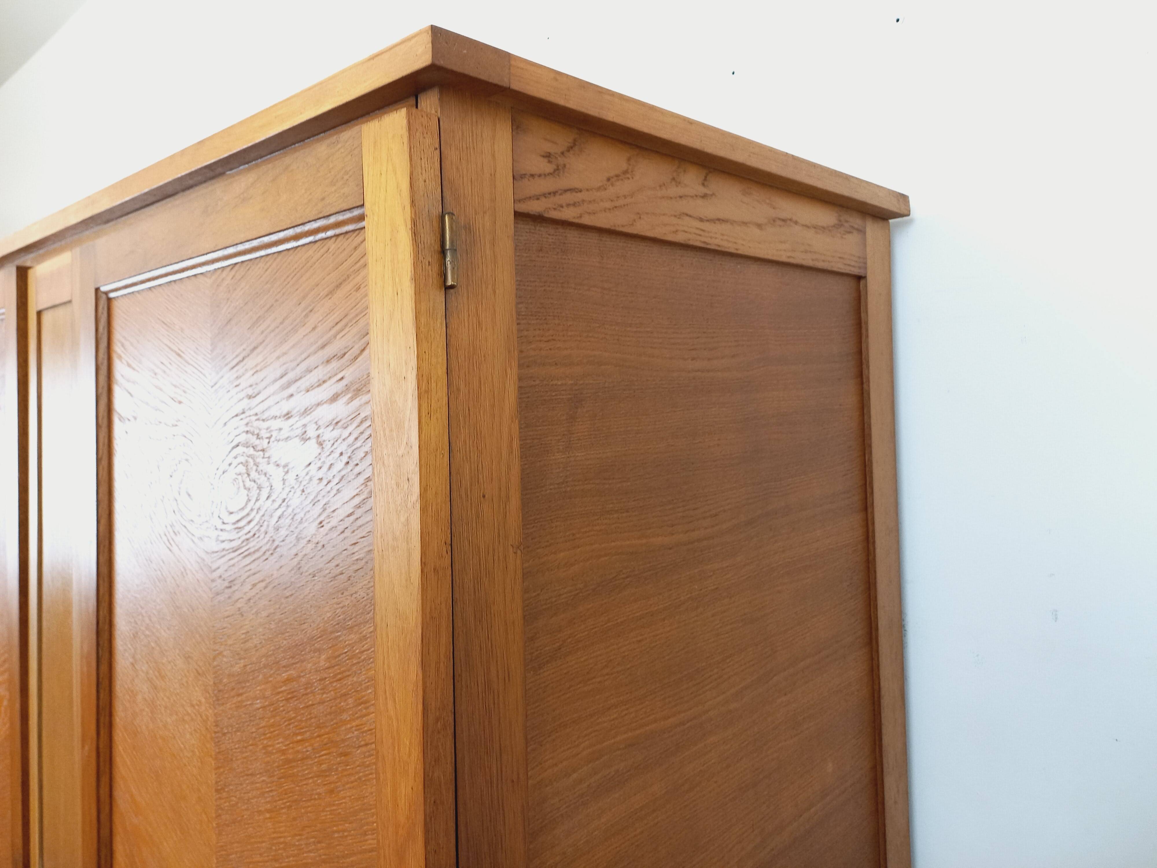 Vintage oak wardrobe from the 1960s.