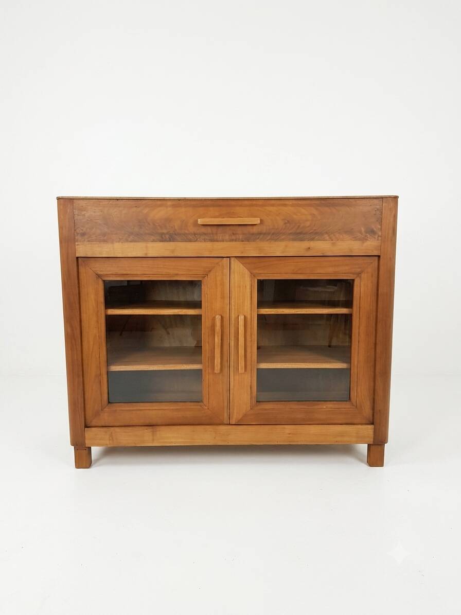 Cherry wood sideboard with glass doors