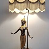 Statue bronze de danseuse thaïlandaise montée en lampe, luminaire ancien