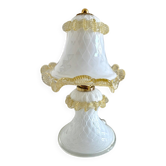 Lampe vintage en verre de Murano opalin blanc et ambre – Italie années