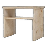 Minimalistic designed French console with shelve in travertine, 1980