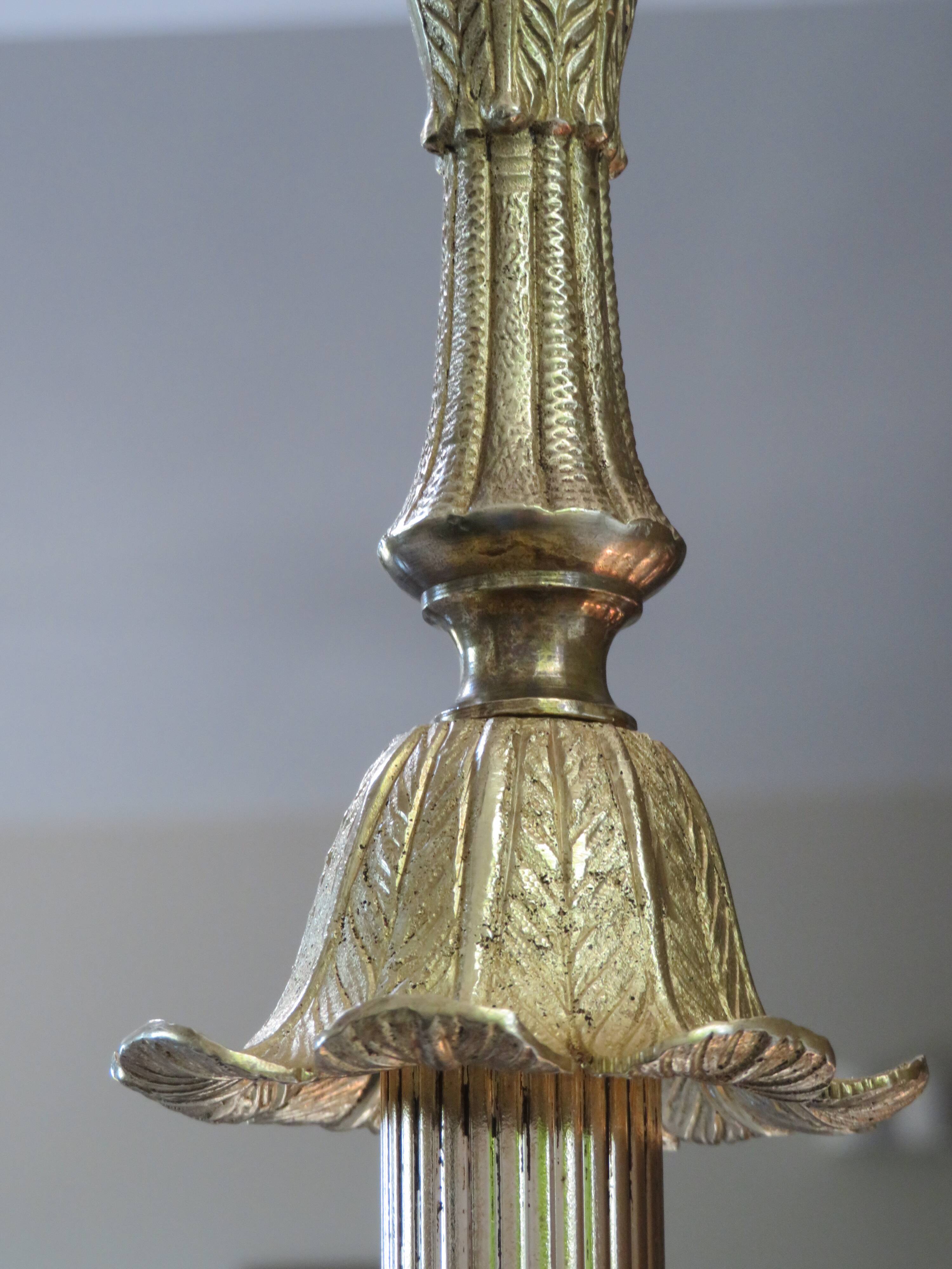 Bronze and blue porcelain floor lamp from the early 20th century.