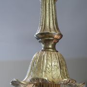 Lampadaire bronze et porcelaine bleue début XXème